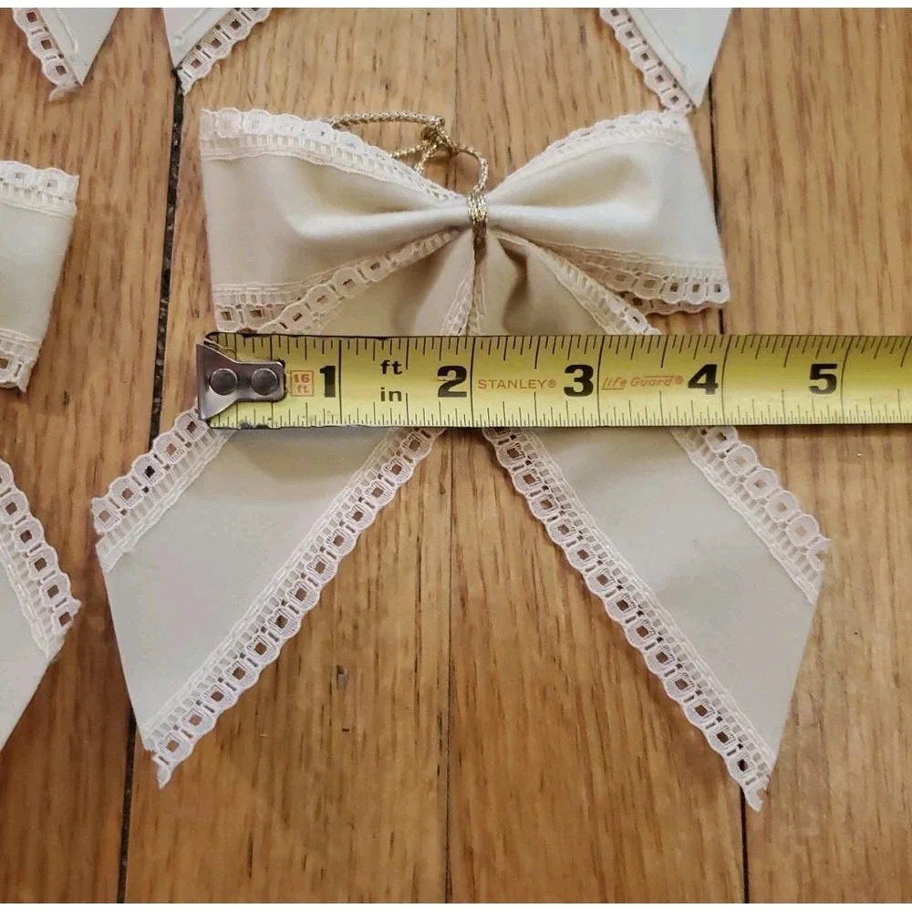 Vtg Off White Cream Velvet Lace Hamdmade Christmas Wreath‎ Bows Lot Of 18 Granny